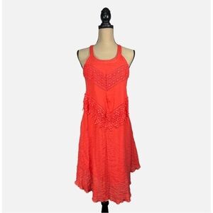 J Gee Pink Coral Sleeveless Lace Summer Beach Resort Wear Dress Womens size 1 X